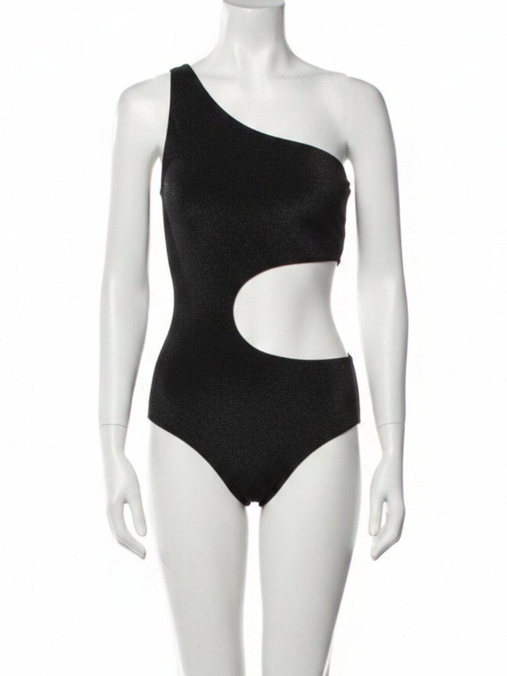Zadig & Voltaire Black Crinkle One-Shoulder Womens 8 Cutout One-Piece Swimsuit